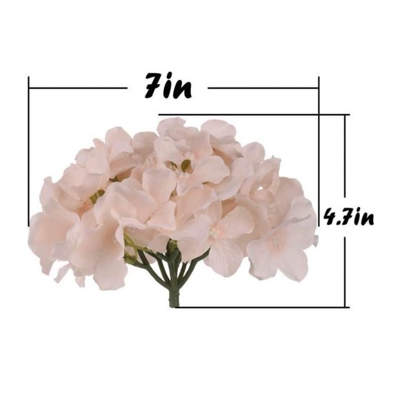 10 piece | Blush Pink Silk Hydrangea Flower with Stems Wedding Home Bouquet - Picture 5 of 5